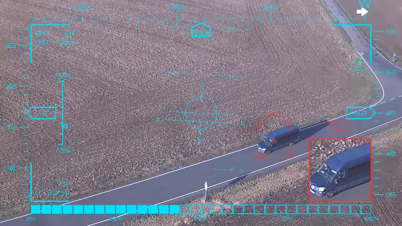 Blue van, then the next target — onboard AI target lock and real-time tracking from a UAV, FPV goggles DVR