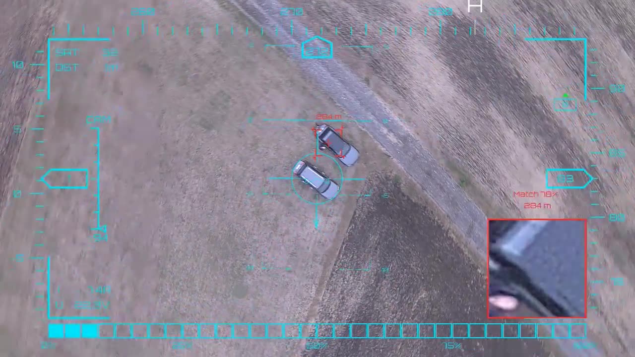 Descent and landing — onboard AI target lock and real-time tracking from a UAV, FPV goggles DVR